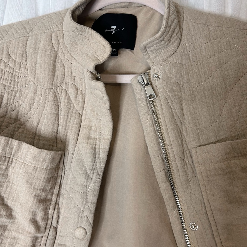 7 For All Mankind Tan Puffer Coat with Quilted Design - Picture 3 of 8